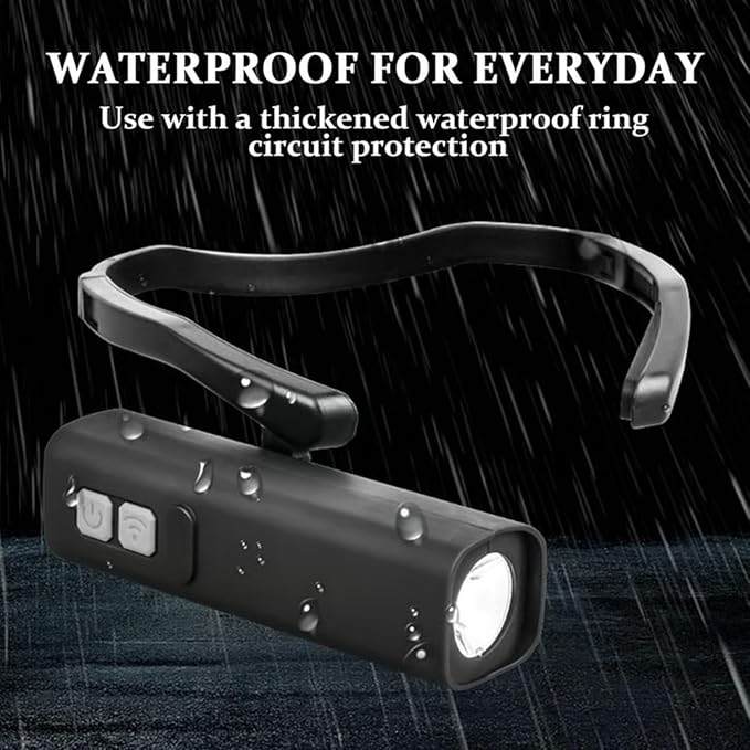Lightweight LED Rechargeable Ear Worn Headlamp with Motion-Sensor, Ear-Hook High Bright Hands-Free Headlight, Outdoor Adjustable Clip-on Hat Light for Running, Camping, Fishing (2 Pack)