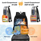 Water Fire Softball Student Bookbag All In One Meal Bag 17 Inch Travel Laptop Insulated Cooler Bag Box Casual Hiking Daypack Laptop Backpack Gifts For Him Her