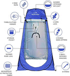 Your Choice Pop Up Privacy Shower Tent, 3.9 x 3.9 x 6.2FT Portable Camping Changing Room, Instant Setup Outdoor Shelter with Silver Coating, Vent Window & Carry Bag for Beach, Hiking & RV | Portable, for Camping, Beach, Hiking, with Carry Bag, Quick Setup