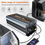 Power Inverter DC 48V to AC 110V/120V Converter with LCD Display, Wireless Controller, Cable Pair,AC outlets USB.RV Travel,Suitable for Camping,and Off-Grid Solar Systems (5000w -48v)