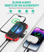 BLAVOR Solar Power Bank 10,000mAh, Portable Wireless Charger, 20W Fast Charging External Battery Pack with USB C for Cell Phones, Solar Panel Charging with Dual Flashlight for Camping