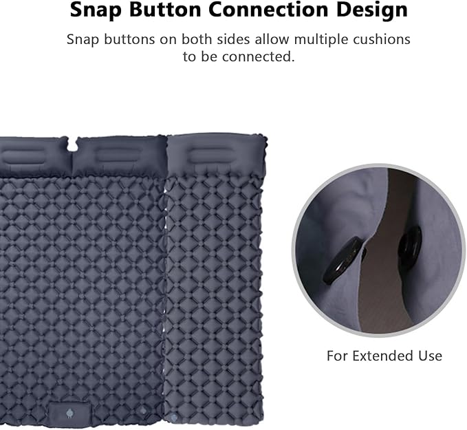 Sleeping Pad, 2 Person Self Inflating Camping Mat, TPU Camping Mattress with Snap Buttons for Couples (Blue)