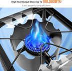 Giantex Outdoor Single Burner Stove, High Pressure Burner Stand Max. 100,000 BTU, 0-20 PSI Regulator Detachable Legs, Portable Propane Grill Burner Stove for Camping Picnic Cookout
