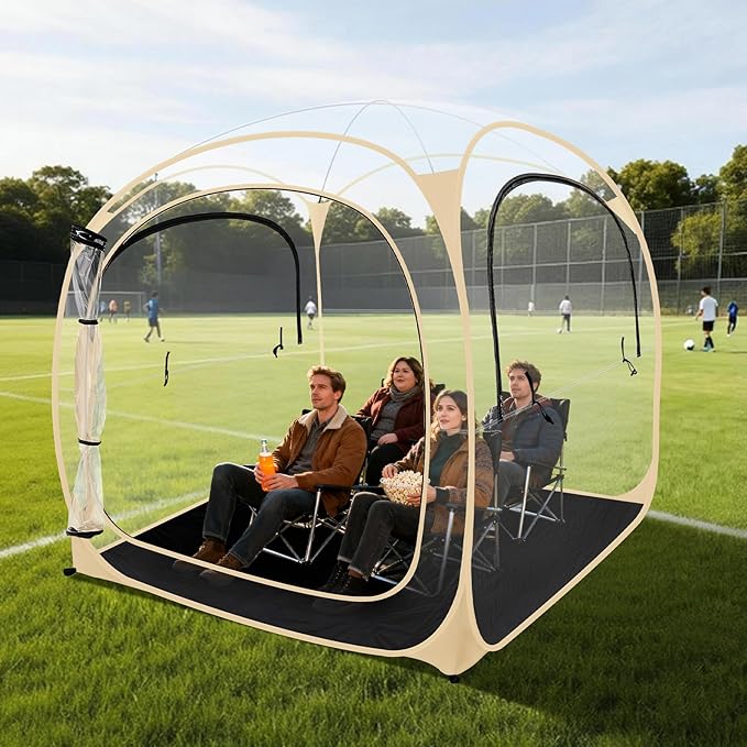 ARCTICSEA Thickened PVC Sports Tent - All-Weather Shelter Pod for 2-6 Person, Pop-Up Shelter, Instant Setup, Removable Top & Sealed Floor for Outdoor Events, Soccer, Rugby