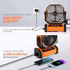 20000mAh Rechargeable Camping Fan - Battery Operated Fan with Light & Remote, Auto Oscillating, 4 Timer, 60 Hrs Work Cordless Tent Fan for Travel Outdoor RV Garage Power Outage Emergency