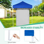 5x5 Pop Up Canopy Tent with One Sidewall, Instant Portable Beach Canopy, Outdoor Tent with Carry Bag for Camping, Sports, Tailgating, Events, Blue