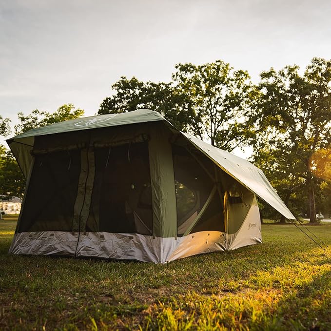 Gazelle T3 Tandem GT350GR Pop-Up Portable Camping Hub Tent, Easy Instant Set up in 90 Seconds, Alpine Green, 6-Person, Family, Overlanding, 82" x 152"