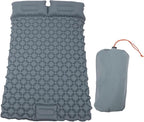 Asixxsix Double Sleeping Pad, Self Inflating Camping Mattress with Foot Pump Pillow for Backpacking Adults Couples (Grey)