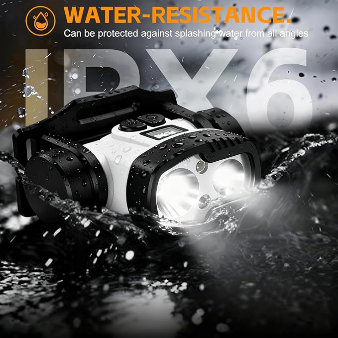 Rechargeable LED Headlamp 3000 High Lumens,9 Modes 60H Long Lasting, Motion Sensor IPX6 Waterproof Bright Head Light,for Outdoor Camping Hiking Running Fishing