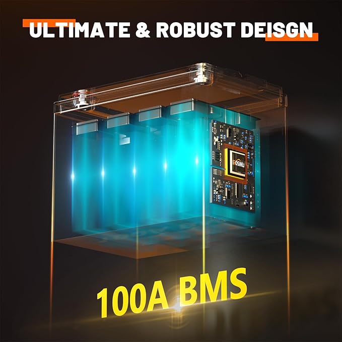 12V 100Ah BCI Group 24 LiFePO4 Battery, Built in 100A BMS, Max. 15000 Deep Cycle Lithium Rechargeable Battery for RV, Trolling Motor, Camping, Marine, Solar, Home Energy Storage