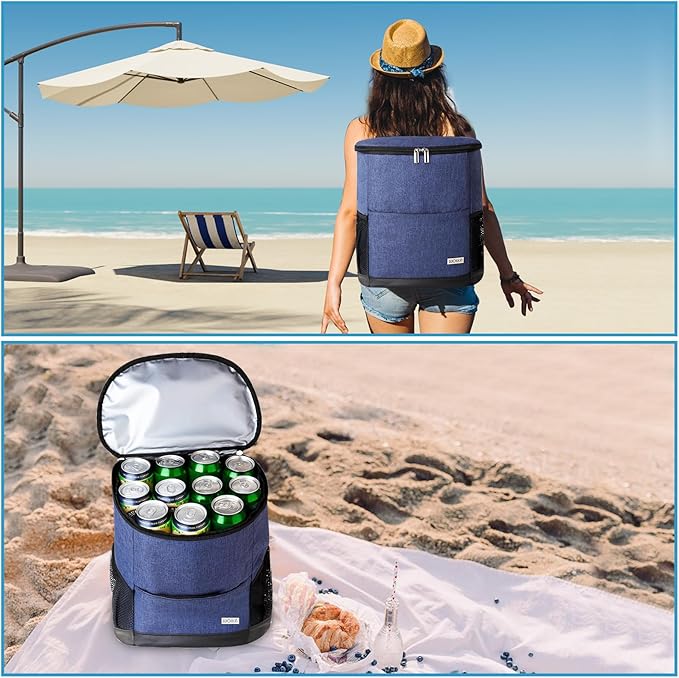 Insulated Cooler Backpack Outdoor - Leak Proof Backpack Cooler 30 Cans, Waterproof Lightweight Cooler Bag for 12h Hot/Cold Retention - Soft Cooler for Travel, Camping, Beach, Lunch
