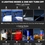 Rechargeable Flashlights High Lumens - Super Bright Small Pocket Magnetic Flashlight, 8 Modes LED Tactical Flash Light, Dual Button Powerful Work Light for Car,Home,Camping,Emergency (1, Yellow Gold)