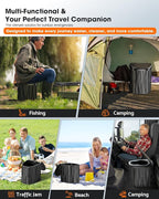 New Upgraded 15'' XL Portable Toilet for Adults, Camping Toilet Tested 500 LBS With Lid & Removable Paper Holder, Portable Potty for Truck Drivers, Camping, RV, Hiking, Car, Tent, Beach, Emergencies