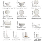 50 Pieces Dinner Set, White Porcelain Bone China Tableware Set with Round Dessert Plates Soup Plates Dinner Plates Bowls Dishes Soup Pot Service for 10 People with Gold Rim