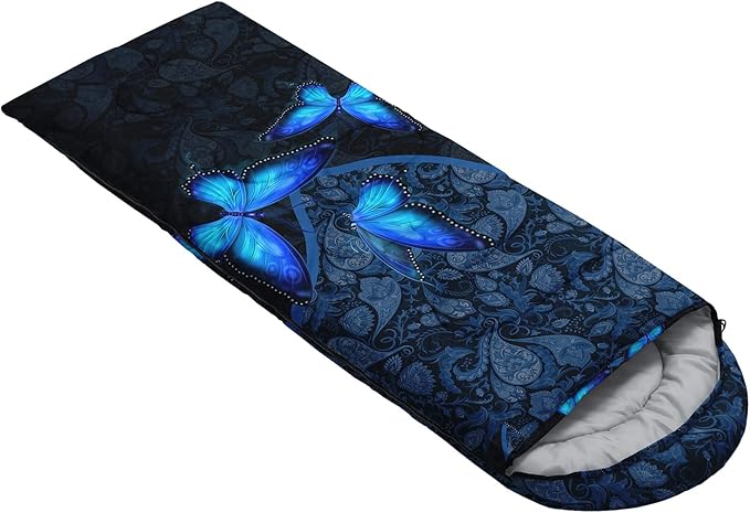 HOSIMA Butterfly Sleeping Bags for Adults and Kids for Camping,Black Gothic Ultralight Sleeping Bag for Cold Weather Summer.