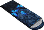 HOSIMA Butterfly Sleeping Bags for Adults and Kids for Camping,Black Gothic Ultralight Sleeping Bag for Cold Weather Summer.