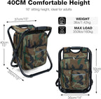 Portable Backpack Stool Cooler Chair for Adults, Folding Large 3 in 1 Multifunction Insulated Camping Seat Backpack Cooler Chair Heavy Duty 350lbs for Fishing Hunting, Camouflage