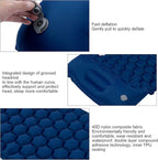 Camping Sleeping Pad Mat | 40D Nylon Fabric & TPU Laminate | Inflatable Cushion Mattress for Tent/Hiking/Travel | 2 - Way Valve, 700g Lightweight (Navy Blue)