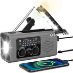 Emergency Radio 4000mAh Solar Hand Crank AM/FM/NOAA Portable Weather Radio with Phone Charger, LED Flashlight, Reading Lamp, SOS Alarm, Headphone Jack for Indoor Outdoor Emergency, USB Charged