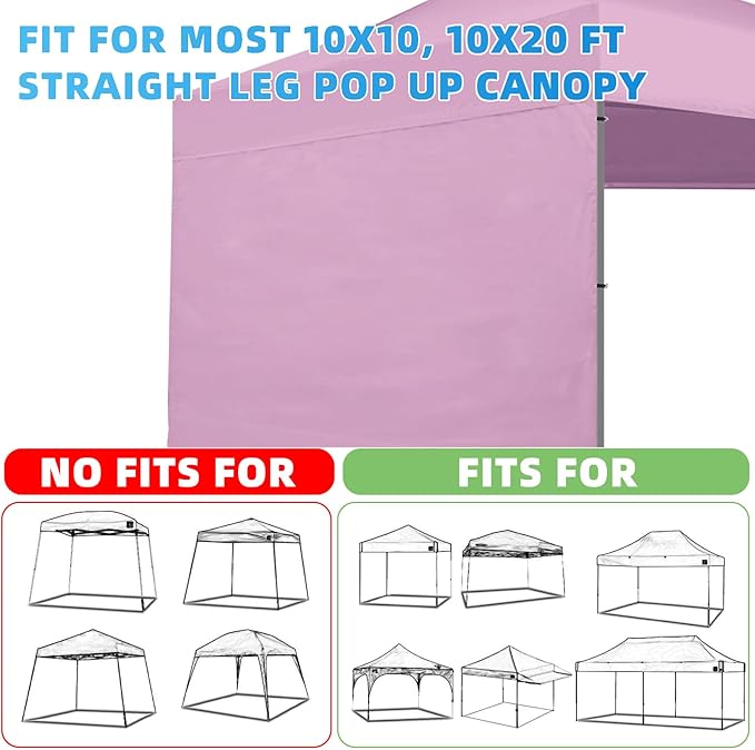 Joramoy Canopy Tent Sidewalls for 10×10 Pop Up Canopy, Instant Canopy SunWall with Waterproof and UV Protection Layer, Straight Leg Canopy Shade Wall, 1 Pack Sidewall Only(LightPink)