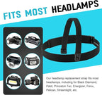 Headlamp Strap Replacement Headband for Black Diamond Petzl Pelican Fenix Streamlight, Elastic Headlight Strap and Top Headband 1” Width Comfortable Band, Silicone Anti-Slip, 4 Pcs