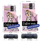 Custom Toddler Nap Mat for Preschool, Personalized Name Pink Kids Sleeping Bag with Leopard for Daycare, Roll Up Sleeping Mat with Removable Pillow and Soft Dot Minky Blanke for Girls Camping