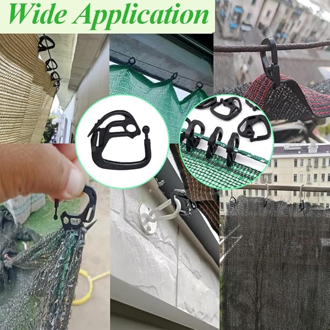 50pcs Shade Cloth Clips, Plastic Lock Grip Hooks Hanging Clamps Buckle for Sun Shade Cloth Net Anti Bird Netting Garden Film Greenhouse Shade Cloth Cover Mesh Tarp Outdoor Sun Shades Hoops