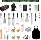 139PCS Griddle Accessories for Blackstone, Perfect Flat Top Grill Accessories for Camp Chef, Griddle Spatula Set with Metal Spatula, Enlarged Spatulas, Basting Cover for Outdoor Barbecue