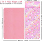 Kids Nap Mat Portable Slumber Bags with Removable Pillow and Blanket for Girls Boys, Lightweight Extra Large Sleeping Bag for Preschool Camping Daycare