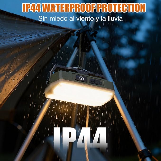 Camping Light,Rechargeable Portable LED Magnetic Spotlight Waterproof Magnetic Work Light,Cordless Battery Powered Flood Lights for Hiking,Fishing,Tent,Outdoor,Job Site,Car Repair,Garage (2pcs)