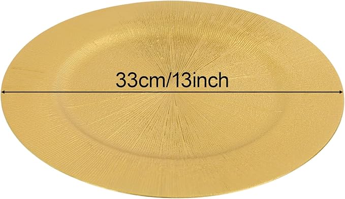 100 PCS Charger Plates Bulk, 13 Inch Decorative Round Dinner Plates, Plastic Dinner Chargers Bulk Serving Plate for Birthday Parties, Holidays, Weddings (Gold)
