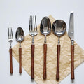 42 Piece Silverware Set Service for 7,Imitation Wooden Handle Steel Flatware Set Vintage Embossed Cutlery Utensil Set Home Kitchen Eating Tableware Set Include Fork Knife Spoon Set Dishwasher Safe