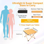 Tesouro Portable Camping Table,Folding Side Table Aluminum Top for Outdoor Cooking, Hiking, Travel, Picnic (Apricot-Medium)