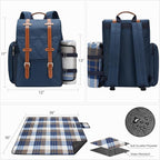 Picnic Backpack for 2 Person with Large Insulated Cooler Bag, Picnic Basket Set with Wine Pouch, Waterproof Picnic Blanket & Cutlery Set. Perfect for, Camping, Party,Wedding Gift for Couple,Blue