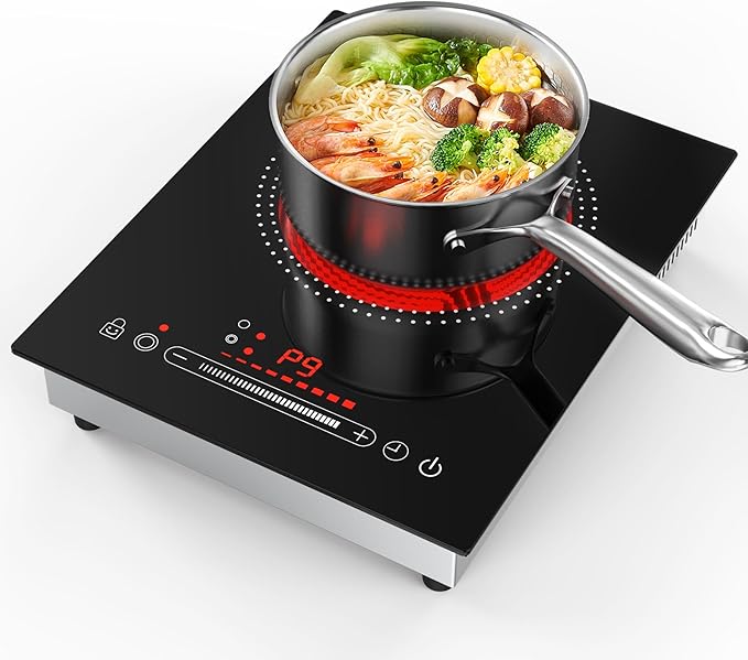 Single Burner Electric Cooktop, 110V1800W Electric Stove, LED Display with Touch Control, 11 Power Levels, Child Safety Lock and Timer, Overheat Protection.