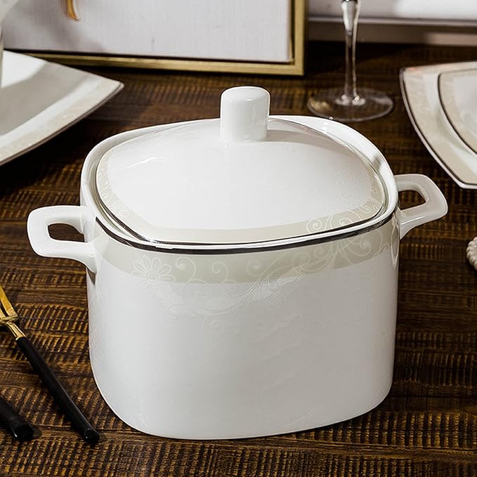 Milky White Porcelain Tableware Set Home Simplicity Combination Tableware Set of Bowls Dessert Plates Soup Plates Dinner Plates 70 Piece Set