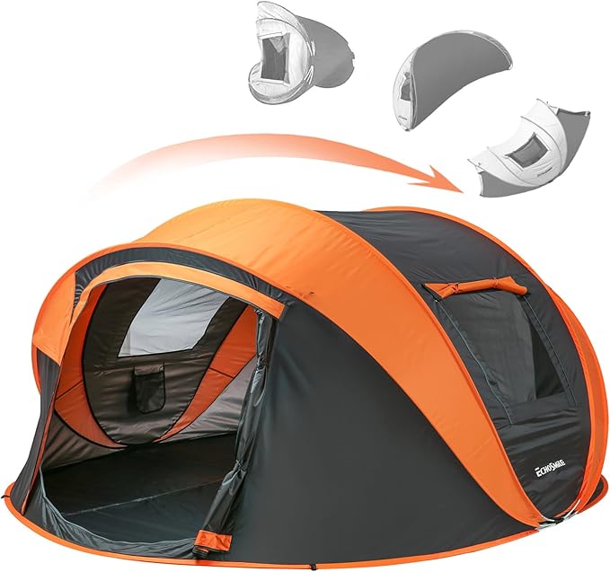 EchoSmile Instant Pop Up Camping Tent, 2/4/6 Person, Easy Setup Tent, Water Resistant Dome, Portable with Carry Bag