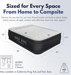 King Koil Luxury Pillow Top Plush Queen Air Mattress with Built-in High-Speed Pump Best for Home, Camping, Guests, 20" Queen Size Double Airbed Adjustable Blow Up Mattress, Waterproof, 1-Year Warranty