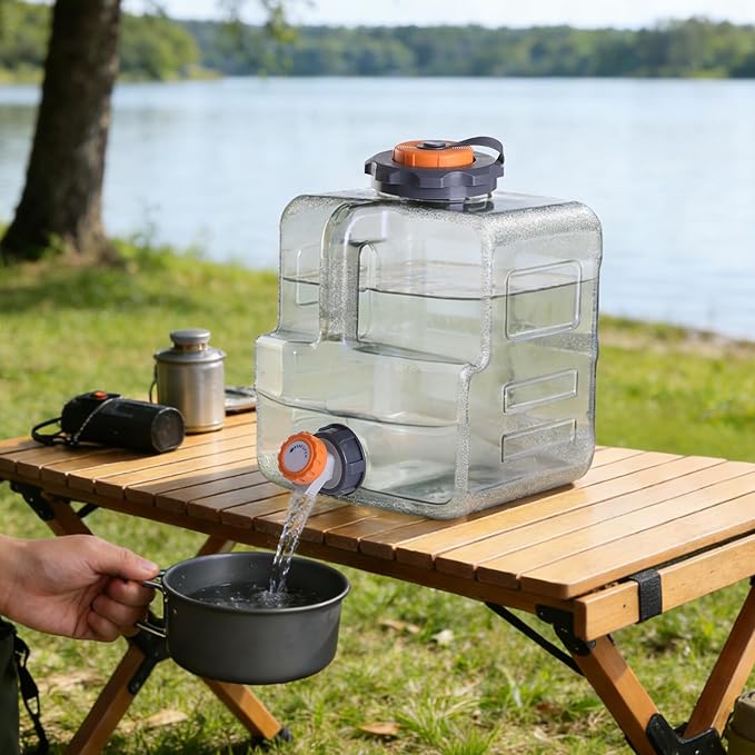 RedSwing 3.2 Gallon BPA Free Water Container, Portable Water Storage Tank with Spigot for Outdoor Camping Travel Hiking, PC Food Grade Thickened Bucket, Grey, 12L