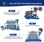 ABORON SUV Tent, 4/6 Person Waterproof SUV Camping Tent, Easy Setup Car Tent with Rainfly & Awning for Family Outdoor Adventures