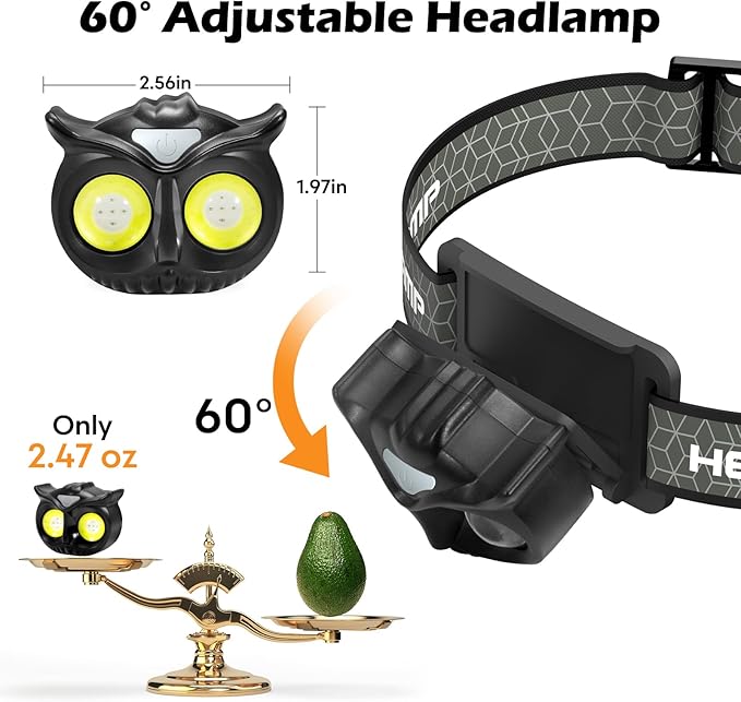 Lsnisni Headlamp Rechargeable 2 Pack, Kids LED Headlamp with Red Light, Head lamp for Adults and Kids with 5 Modes, Waterproof Forehead Flashlight for Camping Outdoor Hiking Running