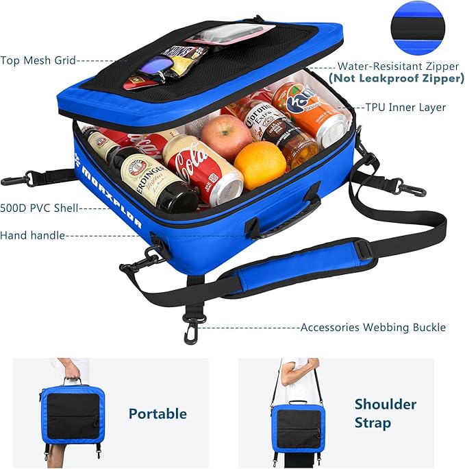 Waterproof PVC Paddleboard Cooler Deck Bag - 12 Can Soft Insulated Cooler for Paddleboarding, Camping, Kayaking