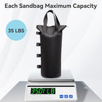 140 LBS Top Zipper Sand Bags for Canopy Legs, Canopy Weights Set of 4, Extra Large Sand Bags for Weights, Pop up Canopy Tent, Gazebo, Carport, RV Awning, Outdoor Sun Shelter(Without Sand)