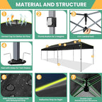 COBIZI 10x30 Pop Up Canopy Tent, Wedding Party Tent with 8 Sidewall One Push Setup Glow, 3 Adjustable Height Air Vent Waterproof UPF50+, Wheeled Bag, Sandbag, Stake, Rope for Commercial, Outdoor