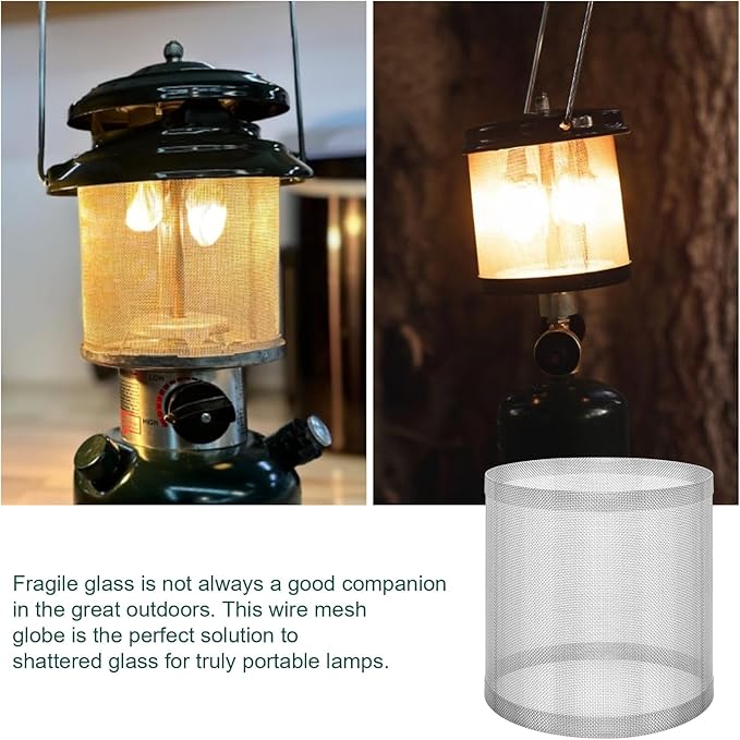 Magluv Lantern Globe for Coleman 288 Lantern Globe, Lantern Glass Replacement Mesh for Stansport Wire Mesh Lantern Globe 170, Coleman Lantern Globe Parts, Camping Lantern Accessories
