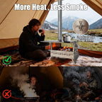 Hot Tent Stove, One-piece Molded Wood Burning Stove with Extra Baking Tray, Outdoor Stainless Steel Stove with 6 Chimney Pipes for Outdoor Heating, Cooking, Fishing(Non-Foldable, More Stable)