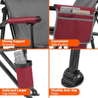 Overmont Heated Camping Chair with High Back - 3 Heat Levels 2-Zone Separately Heating - 450 LBS Support Heavy Duty Folding Chair Portable for Adults Patent No.: US D1.028.543S - Battery NOT Included