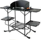 ARROWHEAD OUTDOOR 54" Wide Quick Folding Kitchen Station with Add-on Windscreen, 4 Side Tables, Aluminum Tabletop, Tool-Hanging Cord, 154 LBS Max Weight Load, for Patio BBQ and Camping