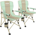 XGEAR Camping Chair with Padded Hard Armrest, Sturdy Folding Camp Chair with Cup Holder, Storage Pockets Carry Bag Included, Support to 400 lbs