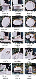 Dinnerware Sets Dish Set,Ceramic Tableware Set,European Style 60-Piece Set,Exquisite Kitchen Plate and Bowl Set (60 Pieces of Open hot Pot) (60 Pieces of Prince Pot) (A 60 Pieces o